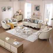 美式轻奢真皮沙发大小户型客厅，123组合现代简约欧式别墅实木沙发