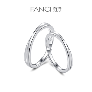 fanci范琦银饰不期而遇定制刻字情侣对戒开口戒指，女小众设计时尚
