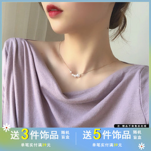 韩国简约珍珠项链甜美小众设计感颈链气质淑女夏季锁骨链2383