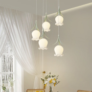 餐厅吊灯复古奶油风餐桌灯北欧简约现代艺术花朵设计感吧台饭厅灯