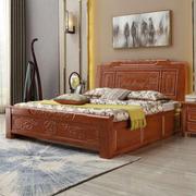 定制中式明清仿古实木床 1.8米双人床1.5米单人床 仿古雕花高箱储