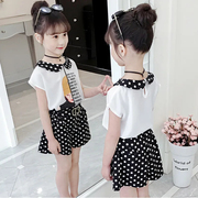 女童套装夏装，2024韩版儿童装小女孩雪纺洋气时髦两件套短裤潮