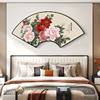 牡丹花扇形装饰画玄关餐厅挂画客厅，卧室床头墙壁画新中式花开富贵