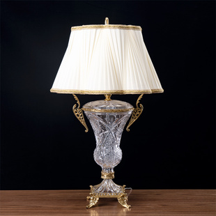 美式新古典高端奢华双耳铜台灯法式欧式水晶玻璃客厅卧室装饰台灯