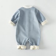 新生婴儿双层加厚加绒长袖，连体衣宝宝爬服哈衣秋季款冬装保暖睡衣