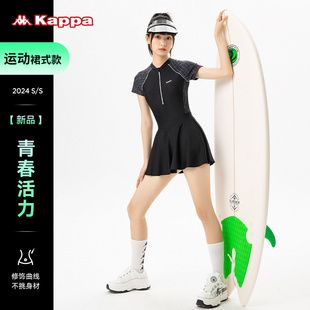 Kappa连体游泳衣女士款2025新款运动保守大码学生泳装游泳馆专用