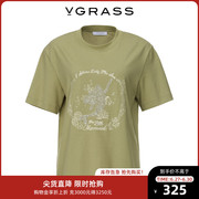 vgrass维格娜丝2021秋季商场同款亮片刺绣短袖T恤VSTSM25260
