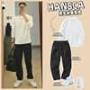 hansca260g重磅秋季卫衣套装男生酷帅宽松春秋款长袖T恤穿搭裤子