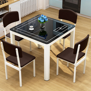 钢化玻璃餐桌方桌正方形桌四方，餐桌椅组合轻奢约型餐桌，家用饭桌