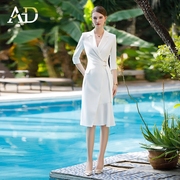 AD高级感职业装连衣裙女夏气质通勤白色西装裙不规则轻奢鱼尾裙子