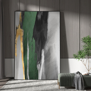 轻奢现代意式极简装饰画北欧沙发背景墙壁大幅墨绿色抽象落地挂画