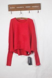 品质貂绒插肩蝙蝠袖宽松套头衫，嗨上海秋冬毛衣，2022红色针织衫女装