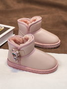 女童雪地靴冬季防滑防水儿童靴子棉靴，中大童加绒加厚保暖女款棉鞋