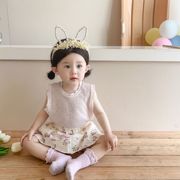 婴童套装夏款韩版婴幼儿蕾丝木耳边无袖背心甜美碎花半身裙两件套