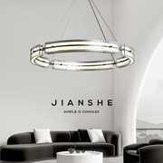 简舍 意式极简环形客厅吊灯主灯全铜轻奢高端设计师玻璃餐厅灯具