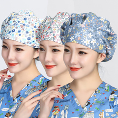 手术帽印花长发女医生护士工作帽