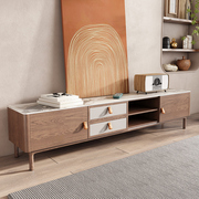 韵存新中式实木电视柜，茶几组合现代客厅，岩板电视柜白蜡木小户型
