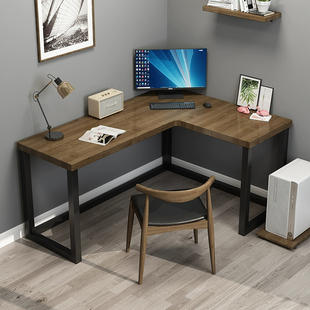 实木转角电脑桌台式办公桌家用游戏桌双人书桌学习桌卧室拐角桌子