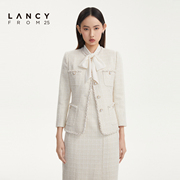 lancy朗姿秋季法式小香风长袖，上衣通勤气质，收腰高级感女士短外套