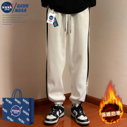 NASA GAVK2023秋冬季加绒加厚情侣百搭潮牌运动潮流卫裤修身长裤