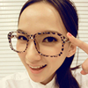 2023韩版非主流复古豹纹，装饰眼睛眼镜框架大小脸，男女款潮无镜片