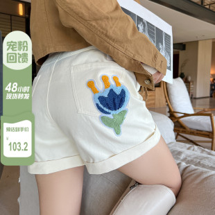 大码百分百2023年春季女装，微胖mm妹妹，显瘦遮肉休闲牛仔短裤