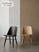 北欧实木餐椅简约设计师，家用靠背创意客厅，奶茶店餐厅软包咖啡椅