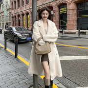 三小姐的咖啡冬款韩版时髦水貂毛绒皮毛一体外套女中长款加厚大衣