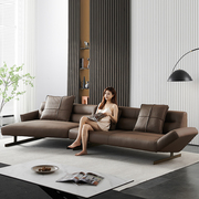 意式极简真皮沙发客厅头层牛皮，2023棕色异形现代轻奢高档沙发