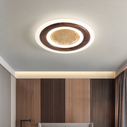 新中式吸顶灯卧室黑胡桃实木创意简约大气圆形仿古中国风家用灯具
