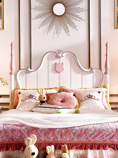 全实木欧式儿童床女孩组合套房家具公主床，粉色单双人床1.5米1.8米