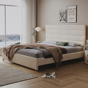 北欧布艺床小户型主卧猫抓布现代简约双人软床网红1.8米实木婚床