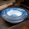 中式青花陶瓷吃粥拉面碗斗碗家用大号汤碗釉下彩斗笠碗可微波餐具