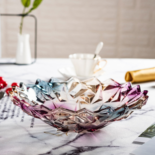 大号家用水晶水果盘玻璃果盘简约水果盆现代客厅欧式创意干果盘