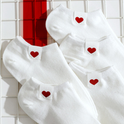 5双爱心袜子女短袜，夏季薄款低帮浅口韩国可爱ins潮，隐形袜棉袜船袜