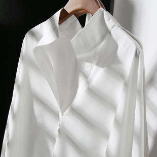 白色衬衫女抗皱蝙蝠袖宽松夏季上衣设计感小众七分袖气质套头衬衣