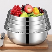 不锈钢盆圆形加厚加深盆子，家用厨房装汤和面，洗菜沥水盆