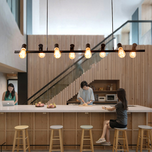 美式餐厅吊灯创意个性长条，灯收银台咖啡厅，吧台灯奶茶店工业风灯具