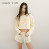 CONCISE-WHITE简白 水钻97数字圆领短款卫衣2023早秋