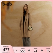 b+ab女装长款外套冬季简约圈圈毛仿羊羔绒大衣W1274S