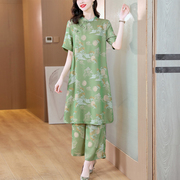 新中式印花香云纱旗袍裙套装女夏装国潮温柔风垂感显瘦两件套