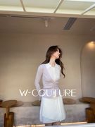 悠然wcouture秋冬款精纺，羊毛针织黑白，双色不对称a型半身短裙