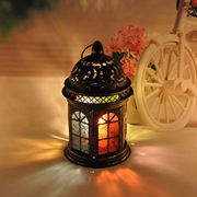 花马时光欧式地中海摩洛哥城堡铁艺玻璃烛台风灯浪漫烛光蜡烛灯