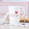 浪漫爱心爱情杯子陶瓷马克杯带盖勺潮流情侣喝水杯咖啡杯男女茶杯