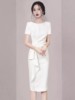 女神范简约(范简约)白色，职业装连衣裙夏2024女装，通勤时尚洋气修身包臀裙子