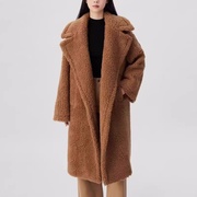 欧阿玛施女装2023冬季宽松中长款保暖泰迪熊羊毛绒大衣外套女