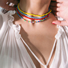 彩色系列简约米珠单层项链，女欧美个性小清新气质短款时尚锁骨链