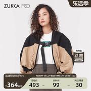 ZUKKA PRO卓卡女装同款秋季连身袖相拼面料机能扣短款外