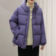 日本白鸭绒羽绒服女冬保暖外套时尚设计上衣宽松连帽冬装