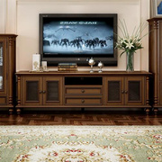 美式乡村实木电视柜茶几组合家具，套装电视机柜子，客厅家具地柜整装